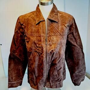 Vintage Suede Leather Jacket Women LG Western Lacing  Brown Zip St Johns Bay NEW